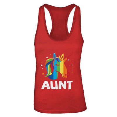 LGBT Pride Lesbian Gay Proud Aunt Unicorn-T-Shirt & Tank Top-Women's Ideal Racerback Tank-Red