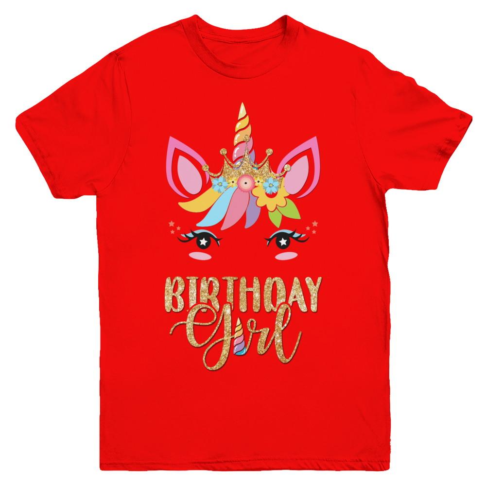 Cute Unicorn Girl Daughter Birthday Gift Youth-Youth Shirt-Youth T-Shirt-Red