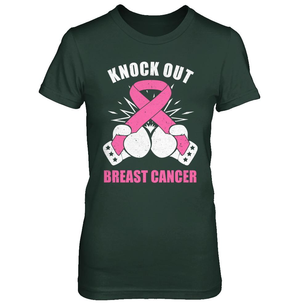 Boxing Knock Out Breast Cancer Awareness Support-T-Shirt & Hoodie-Women's T-Shirt-Forest Green