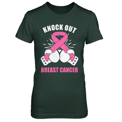 Boxing Knock Out Breast Cancer Awareness Support-T-Shirt & Hoodie-Women's T-Shirt-Forest Green