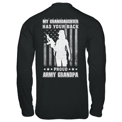 My Granddaughter Has Your Back Proud Proud Army Grandpa-T-Shirt & Hoodie-Long Sleeve T-Shirt-Black