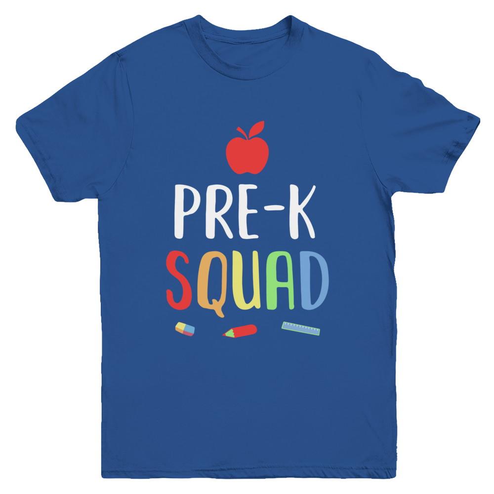 Pre-K Preschool Squad Back To School Teacher Gift Youth-Youth Shirt-Youth T-Shirt-Royal