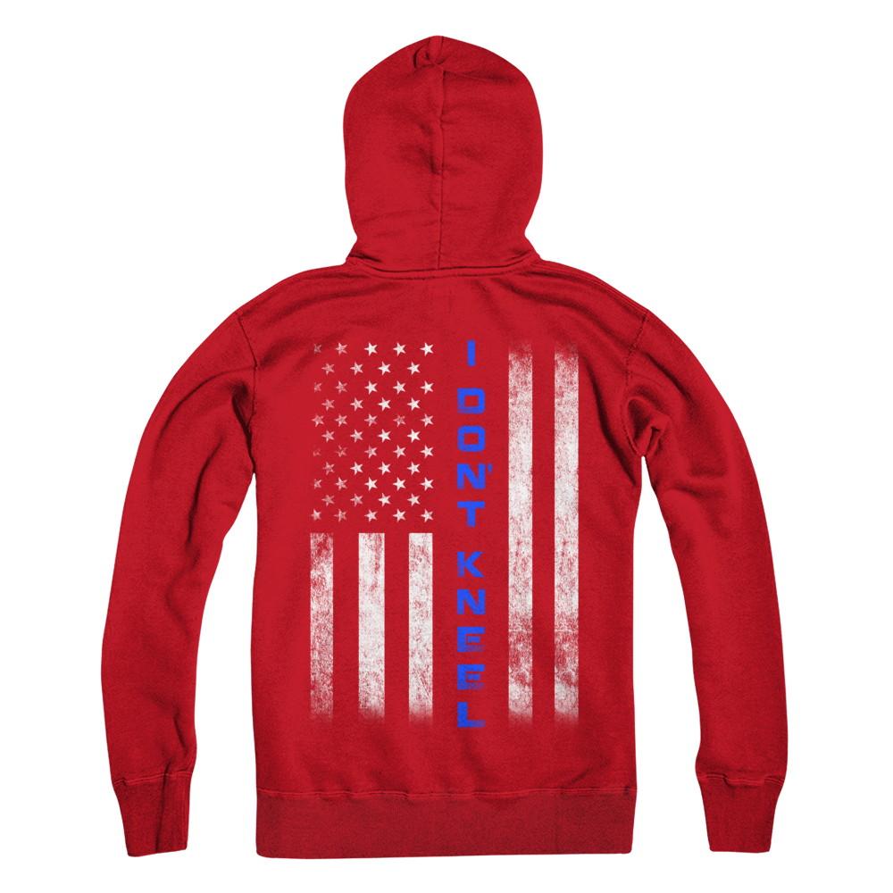 I Don't Kneel Thin Blue Line Flag Patriotic Police-T-Shirt & Hoodie-Pullover Hoodie-Red