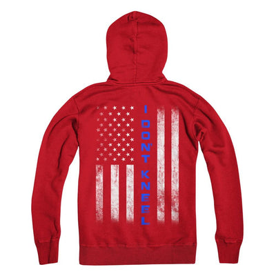 I Don't Kneel Thin Blue Line Flag Patriotic Police-T-Shirt & Hoodie-Pullover Hoodie-Red