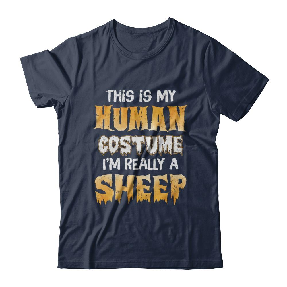 This Is My Human Costume Sheep Halloween-T-Shirt & Hoodie-Classic T-Shirt-Navy