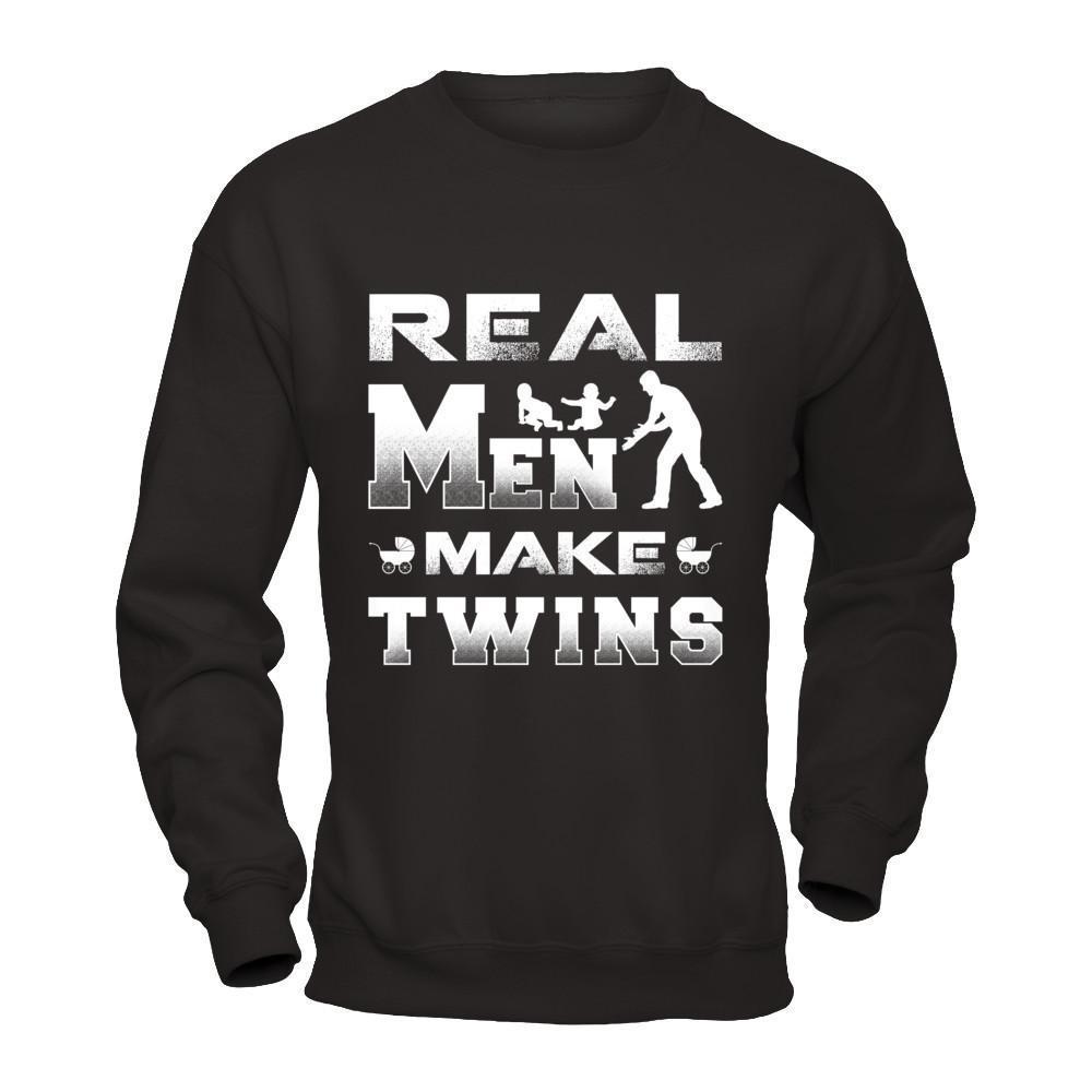 Real Men Make Twins Shirt & Hoodie-T-Shirt & Hoodie-Crewneck Sweatshirt-Black