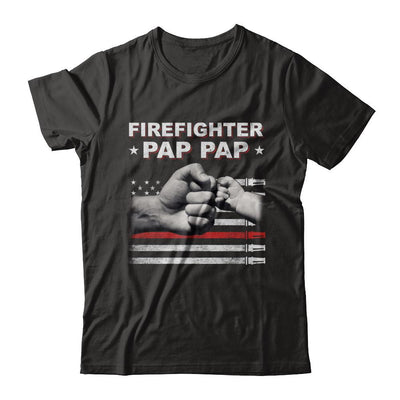 Firefighter Fireman Pap Pap American Flag Fathers Day-T-Shirt & Hoodie-Classic T-Shirt-Black
