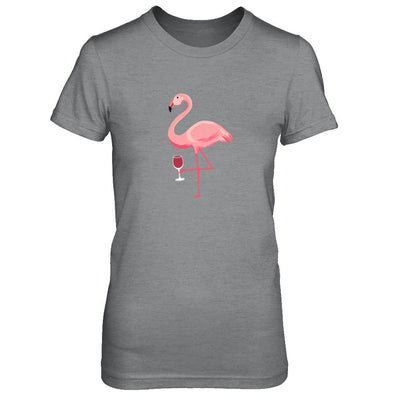 Wine Lover's Pink Flamingo Fun Party Wine-T-Shirt & Tank Top-Women's T-Shirt-Sport Grey