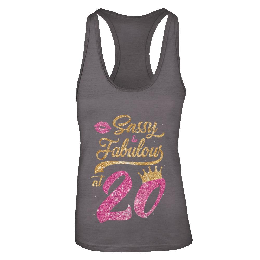 Sassy And Fabulous At 20th 2001 Birthday Gift-T-Shirt & Tank Top-Women's Ideal Racerback Tank-Dark Grey