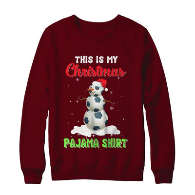 This Is My Christmas Pajama Xmas Snowman Soccer-T-Shirt & Sweatshirt-Crewneck Sweatshirt-Maroon