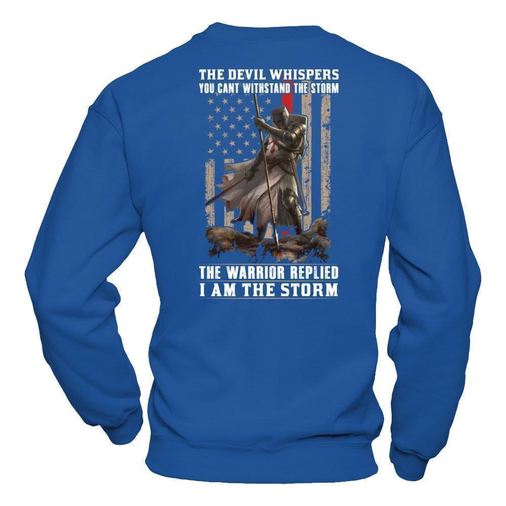 Knight Templar The Devil Whispers You Can't Withstand The Storm-T-Shirt & Hoodie-Crewneck Sweatshirt-Royal