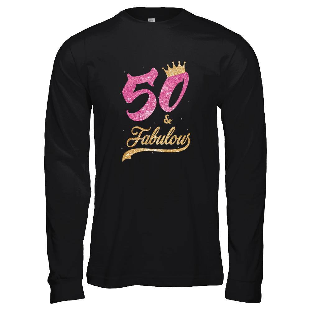 50 And Fabulous 1971 50th Birthday Gift-T-Shirt & Tank Top-Long Sleeve T-Shirt-Black