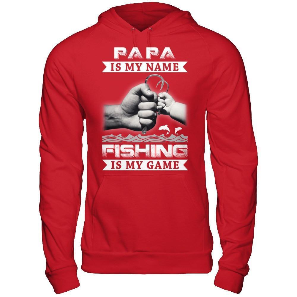 Papa Is My Name Fishing Is My Game-T-Shirt & Hoodie-Pullover Hoodie-Red