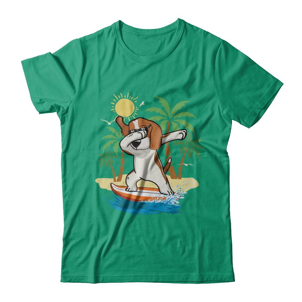 Summer Vacation Dabbing Beagle Surfing Surfboard Gift-T-Shirt & Hoodie-Classic T-Shirt-Kelly Green