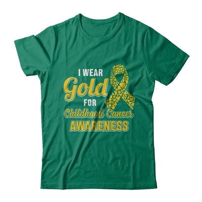 Dad Mom I Wear Gold For Childhood Cancer Awareness-T-Shirt & Hoodie-Classic T-Shirt-Kelly Green