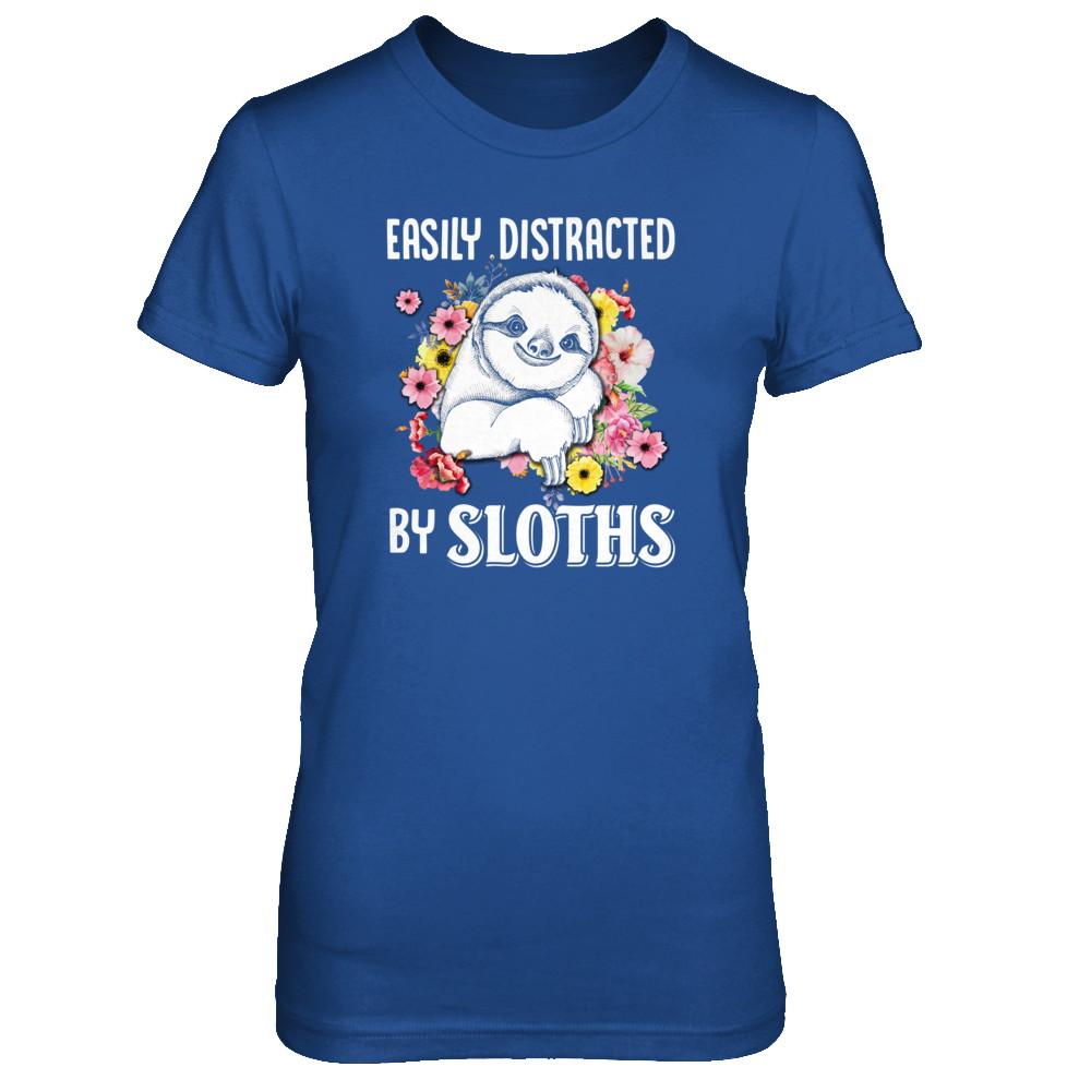 Easily Distracted By Sloths-T-Shirt & Tank Top-Women's T-Shirt-Royal