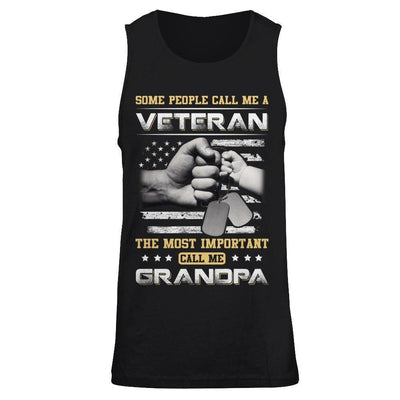 Some People Call Me Veteran The Most Important Call Me Grandpa-T-Shirt & Hoodie-Unisex Tank-Black