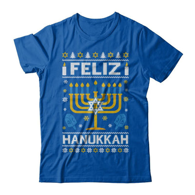 Happy Hanukkah Ugly Sweater Feliz Chanukah Menorah-T-Shirt & Sweatshirt-Premium T-Shirt-Royal