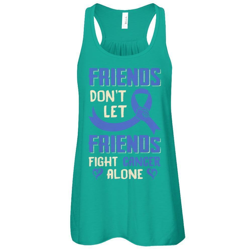 Friends Don't Let Friends Fight Cancer Alone Blue Awareness-T-Shirt & Tank Top-Women's Flowy Racerback Tank-Kelly