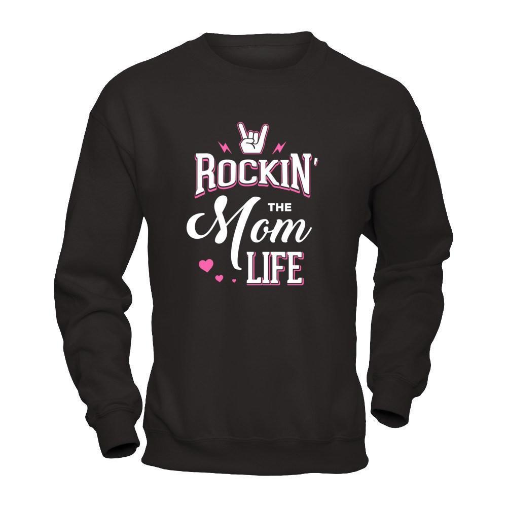 Rockin' The Mom Life-T-Shirt & Tank Top-Crewneck Sweatshirt-Black