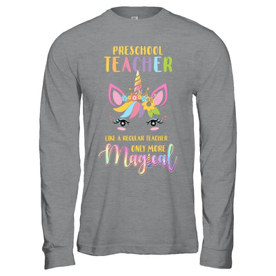 Preschool Teacher Cute Magical Unicorn Gift-T-Shirt & Hoodie-Long Sleeve T-Shirt-Sport Grey