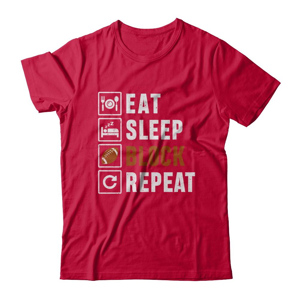 Funny Eat Sleep Block Repeat Football Gifts-T-Shirt & Hoodie-Classic T-Shirt-Red