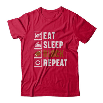Funny Eat Sleep Block Repeat Football Gifts-T-Shirt & Hoodie-Classic T-Shirt-Red