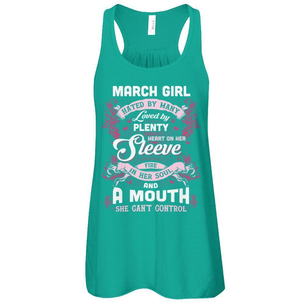 March Girl Hated By Many Loved By Plenty Heart On Her Sleeve-T-Shirt & Tank Top-Women's Flowy Racerback Tank-Kelly