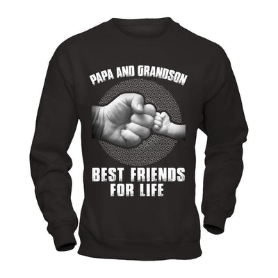 Papa And Grandsons Best Friends For Life-T-Shirt & Hoodie-Crewneck Sweatshirt-Black