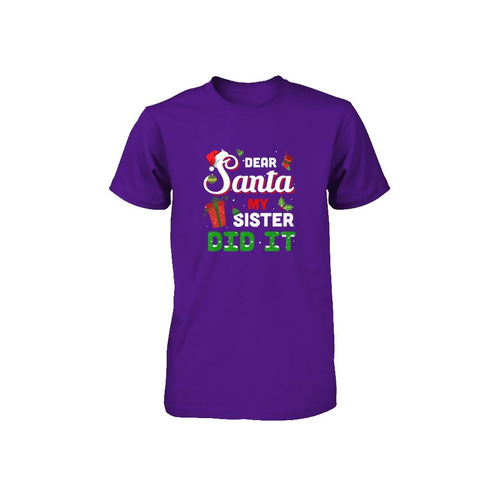 Dear Santa My Sister Did It Christmas Brother Youth-T-Shirt & Sweatshirt-Youth T-Shirt-Team Purple