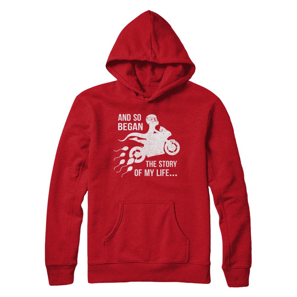 And So Began The Story Of My Life Motorcycle-T-Shirt & Hoodie-Pullover Hoodie-Red