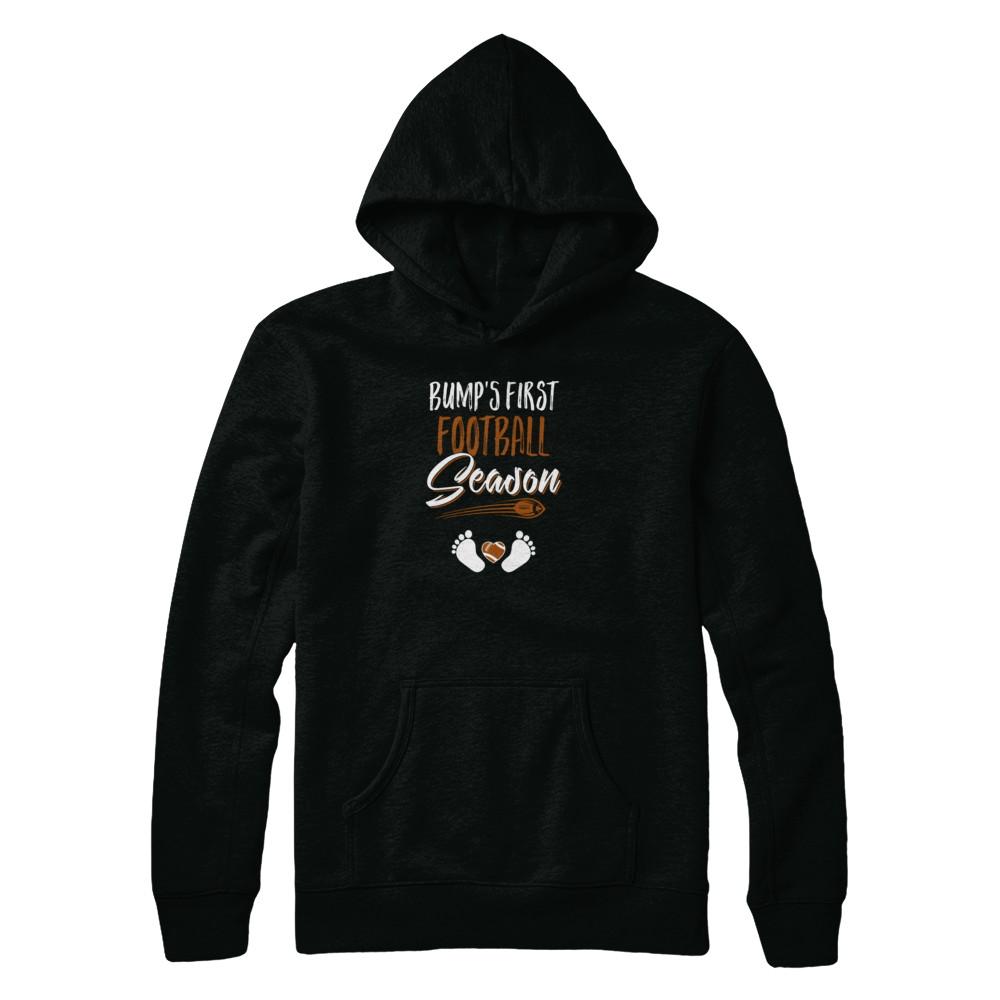 Bump's First Football Season Mommy Mothers Day-T-Shirt & Tank Top-Pullover Hoodie-Black