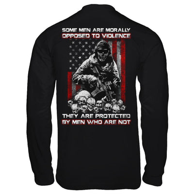 Veteran Men Opposed To Violence They Are Protected By Men Who Are Not-T-Shirt & Hoodie-Long Sleeve T-Shirt-Black
