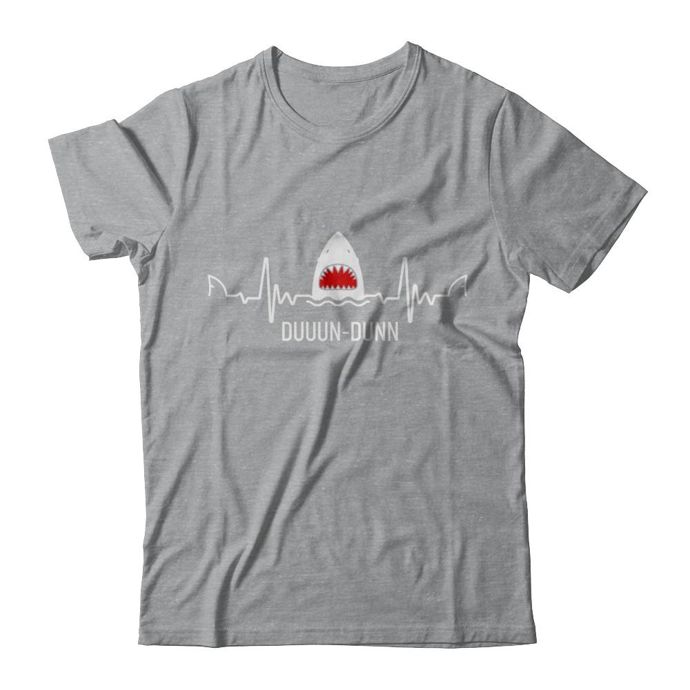 Funny Shark Lovers Heartbeat Feat Shark Gift-T-Shirt & Hoodie-Classic T-Shirt-Sport Grey