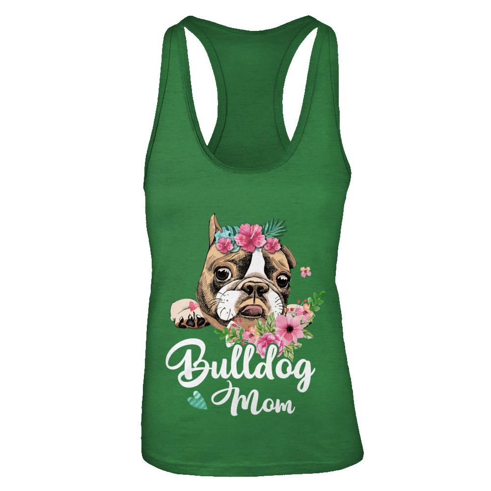Bulldog Mom Funny Dog Mom Gift Idea-T-Shirt & Tank Top-Women's Ideal Racerback Tank-Kelly Green