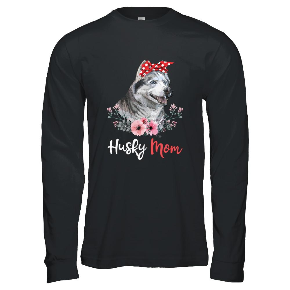Husky Mom Gift For Women Dog Lover-T-Shirt & Hoodie-Long Sleeve T-Shirt-Black