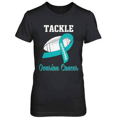 Football Survivor Tackle Teal Ovarian Cancer Awareness-T-Shirt & Hoodie-Women's T-Shirt-Black
