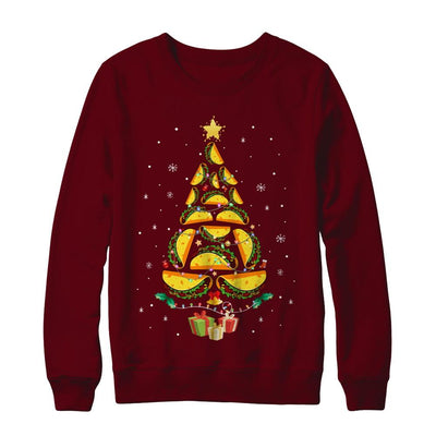 Funny Tacos Christmas Tree Ugly Christmas Sweater-T-Shirt & Sweatshirt-Crewneck Sweatshirt-Maroon