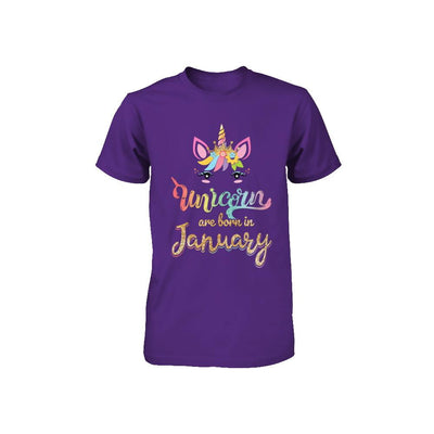 Cute Unicorns Are Born In January Birthday Gift Youth-Youth Shirt-