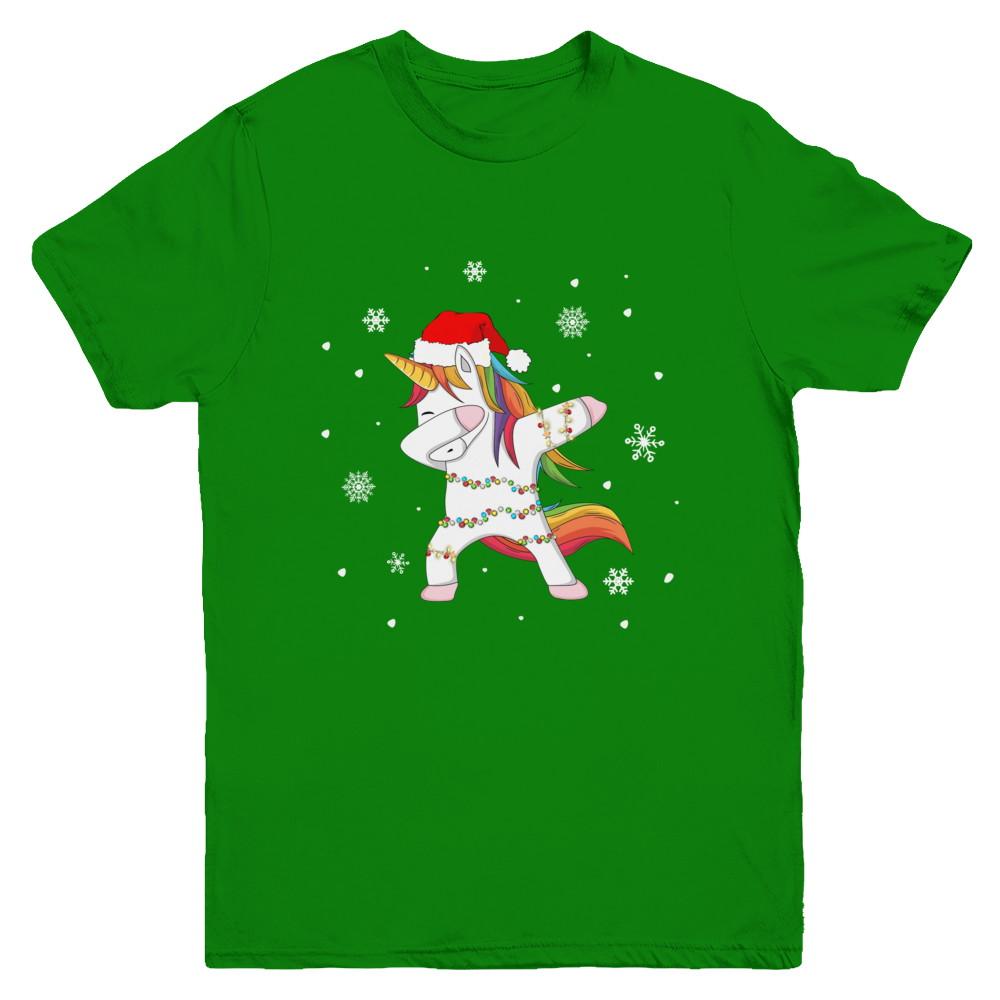 Dabbing Unicorn Ugly Christmas Sweater Girls Youth-Youth Shirt-Youth T-Shirt-Irish Green