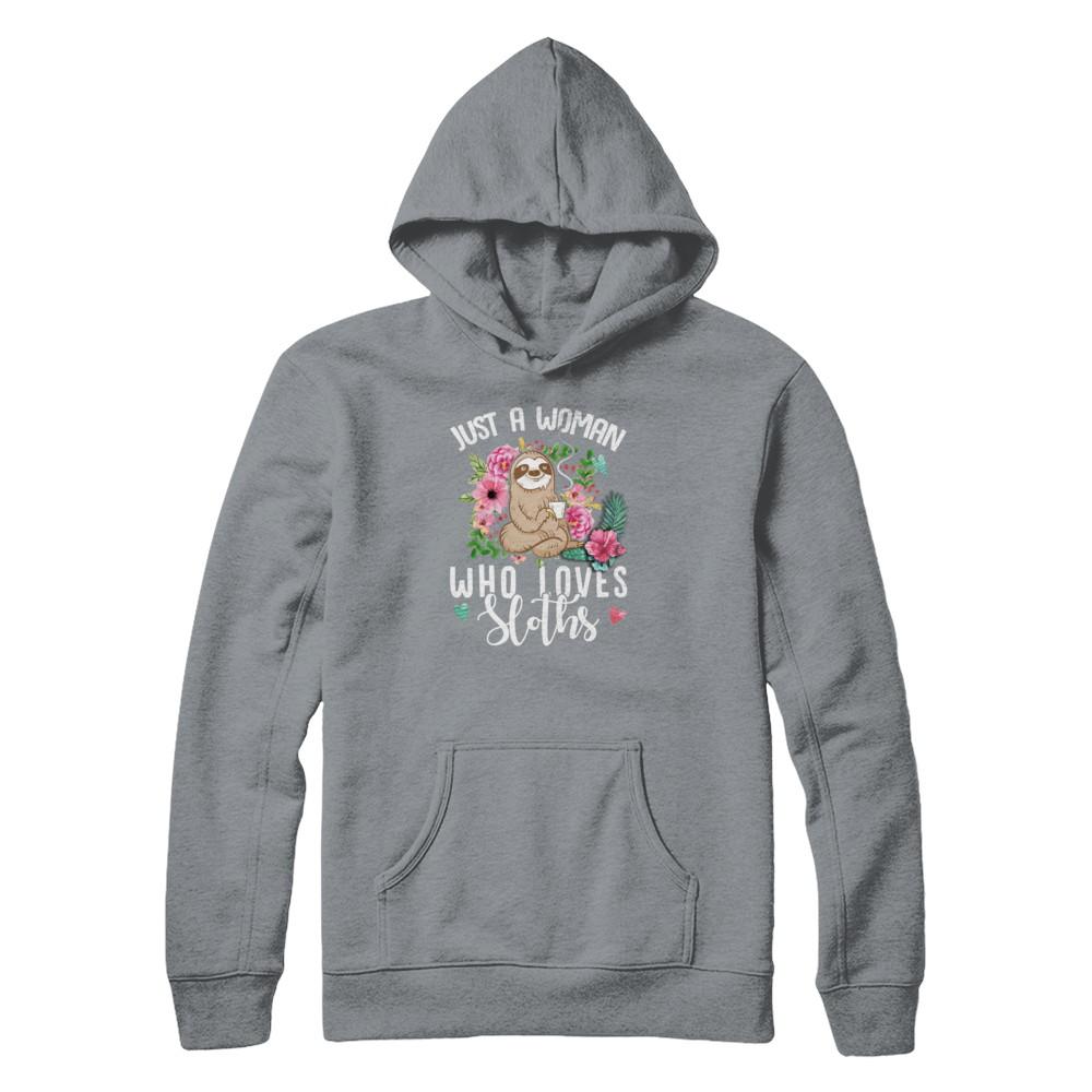 Just A Woman Who Loves Sloths-T-Shirt & Tank Top-Pullover Hoodie-Light Steel
