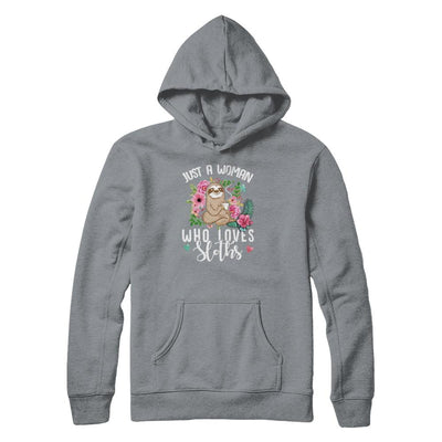 Just A Woman Who Loves Sloths-T-Shirt & Tank Top-Pullover Hoodie-Light Steel