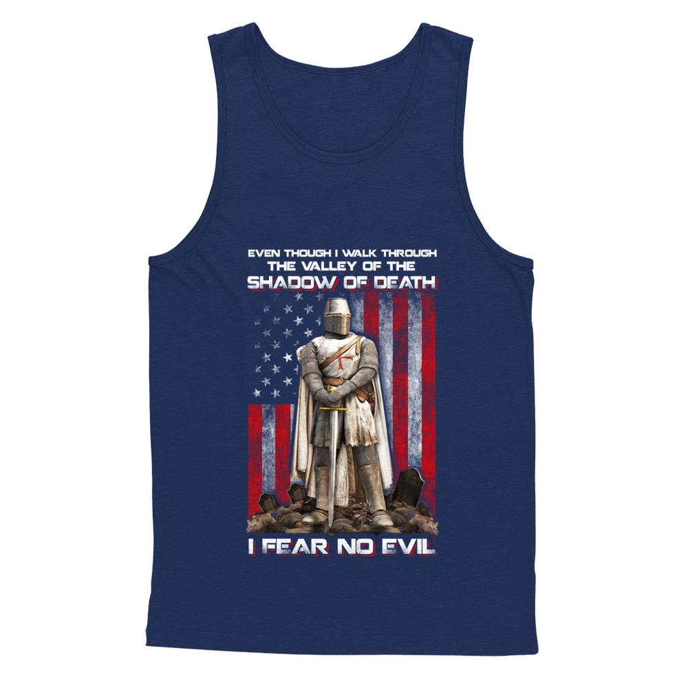 Knight Templar I Walk Through Shadow Of Death I Fear No Evil-T-Shirt & Hoodie-Unisex Tank-Navy