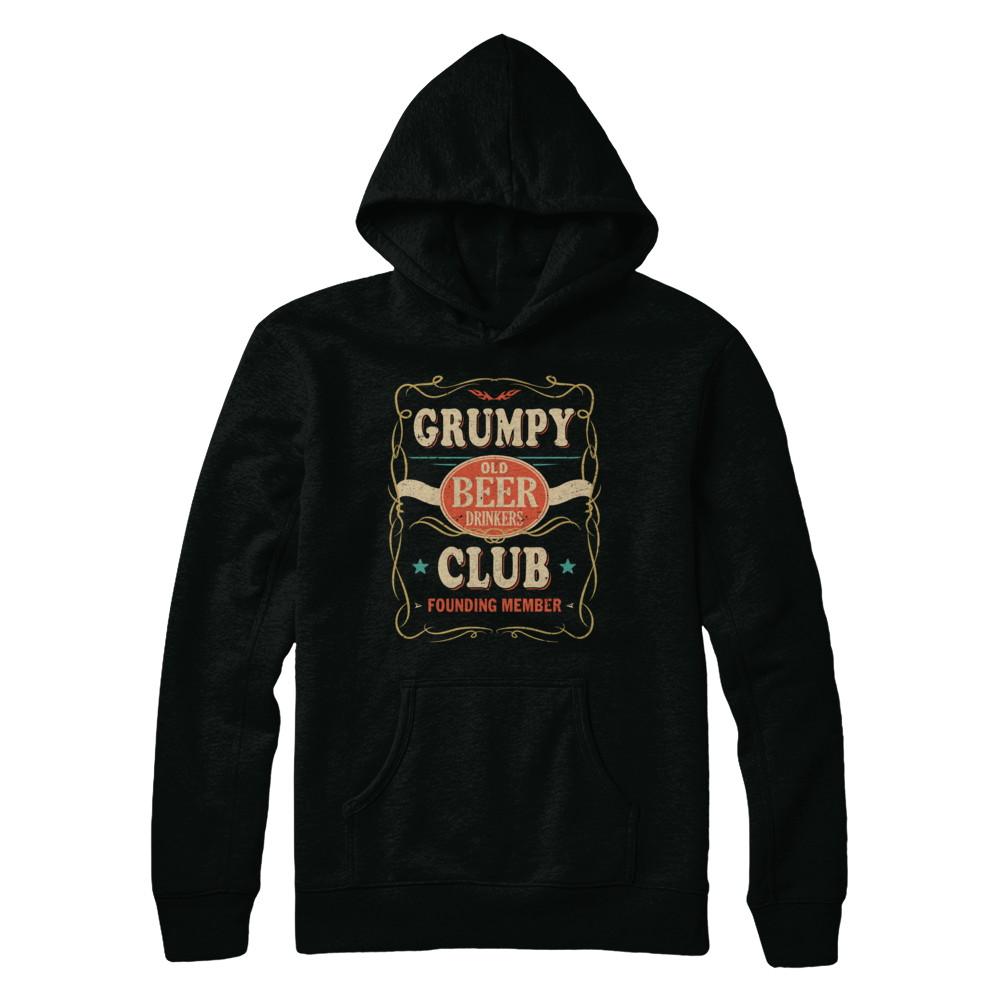 Grumpy Old Beer Drinkers Club Founding Member Fathers Day-T-Shirt & Hoodie-Pullover Hoodie-Black