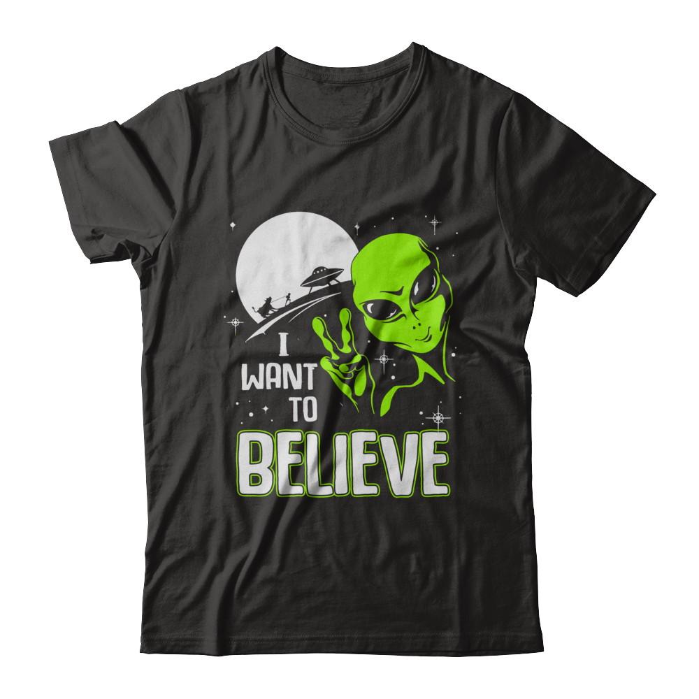 I Want To Believe Alien Ufo-T-Shirt & Hoodie-Premium T-Shirt-Black