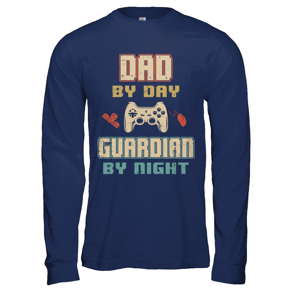 Dad By Day Guardian By Night Gaming-T-Shirt & Hoodie-Long Sleeve T-Shirt-Navy