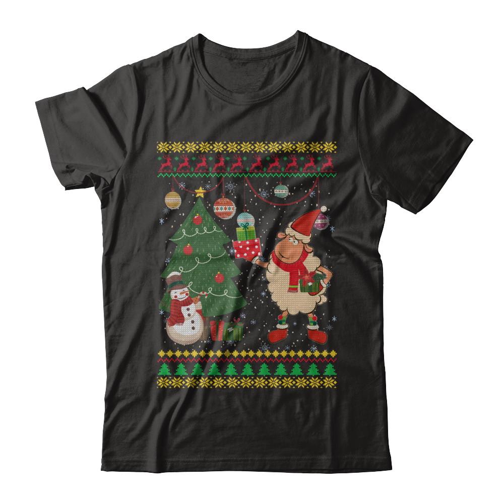 Funny Sheep Lamb Christmas Cute Family Ugly Sweater-T-Shirt & Sweatshirt-Premium T-Shirt-Black