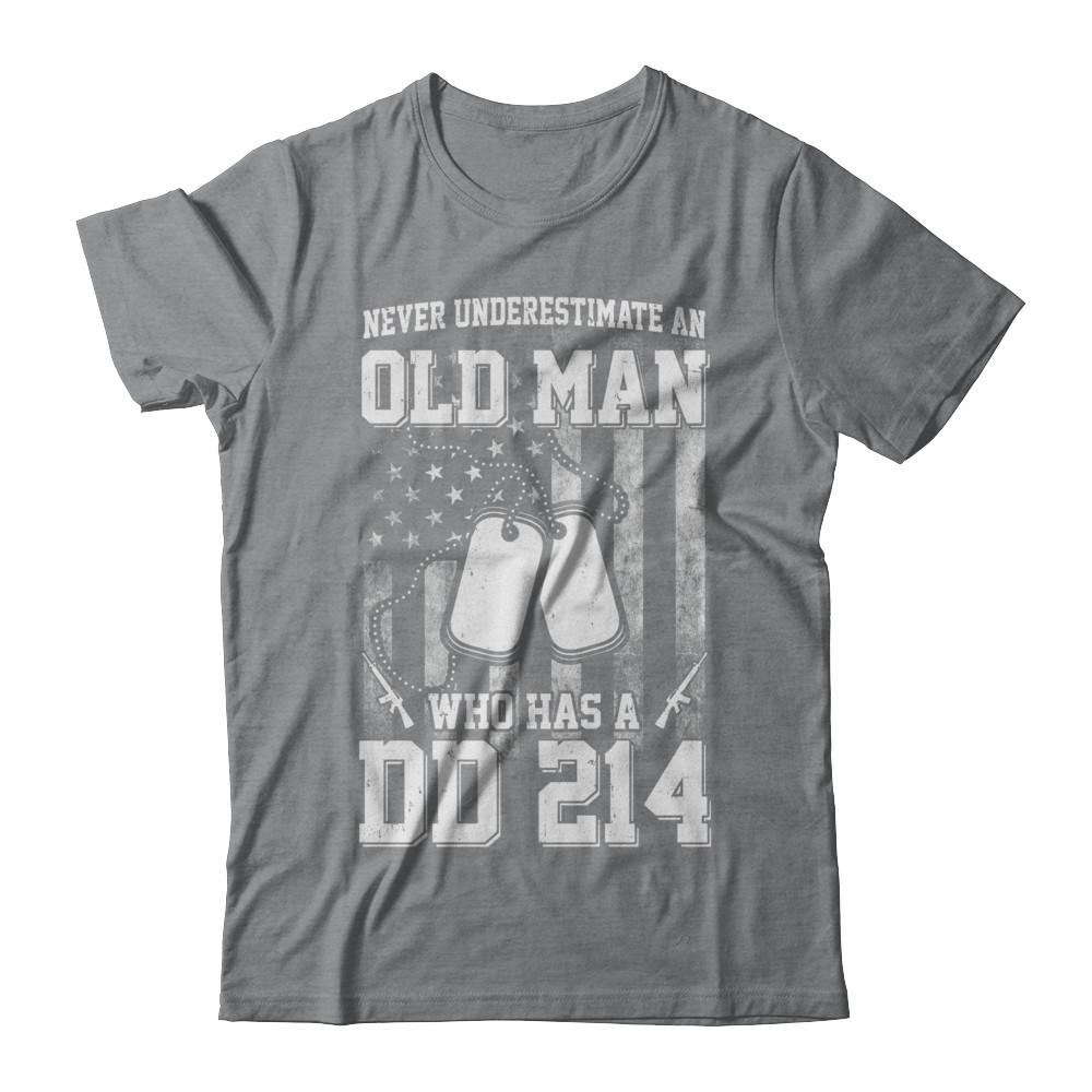 Never Underestimate An Old Man Who Has DD214-T-Shirt & Hoodie-Classic T-Shirt-Sport Grey