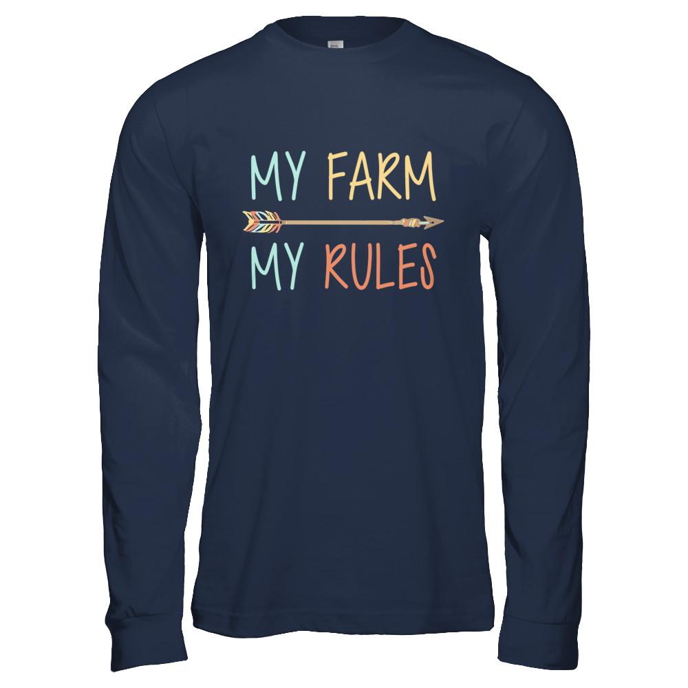 My Farm My Rules Farming-T-Shirt & Hoodie-Long Sleeve T-Shirt-Navy