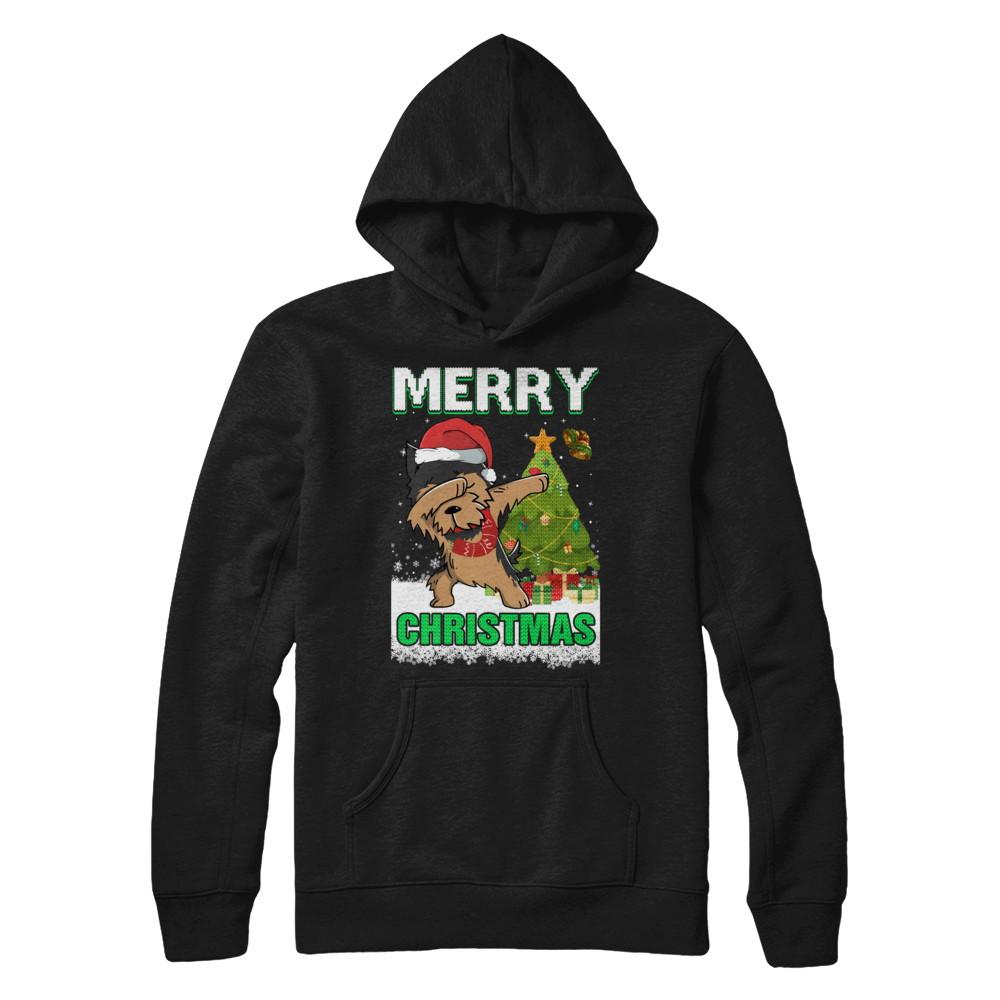 Cute Yorkshire Terrier Claus Merry Christmas Ugly Sweater-T-Shirt & Sweatshirt-Pullover Hoodie-Black